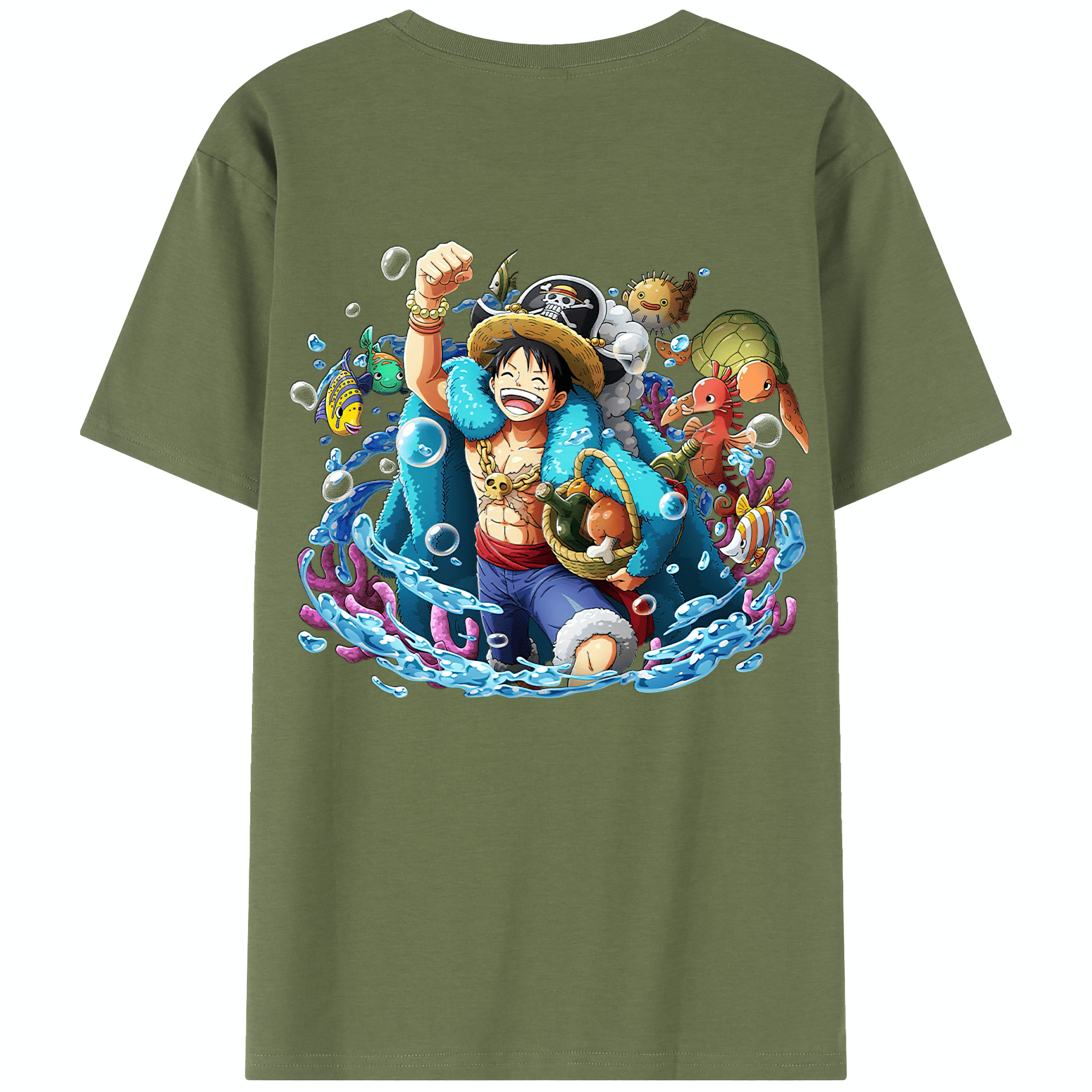 ワンピース モンキー・D・ルフィ ONE PIECE Monkey D. Luffy 綿100％半袖Tシャツ（背面プリント）